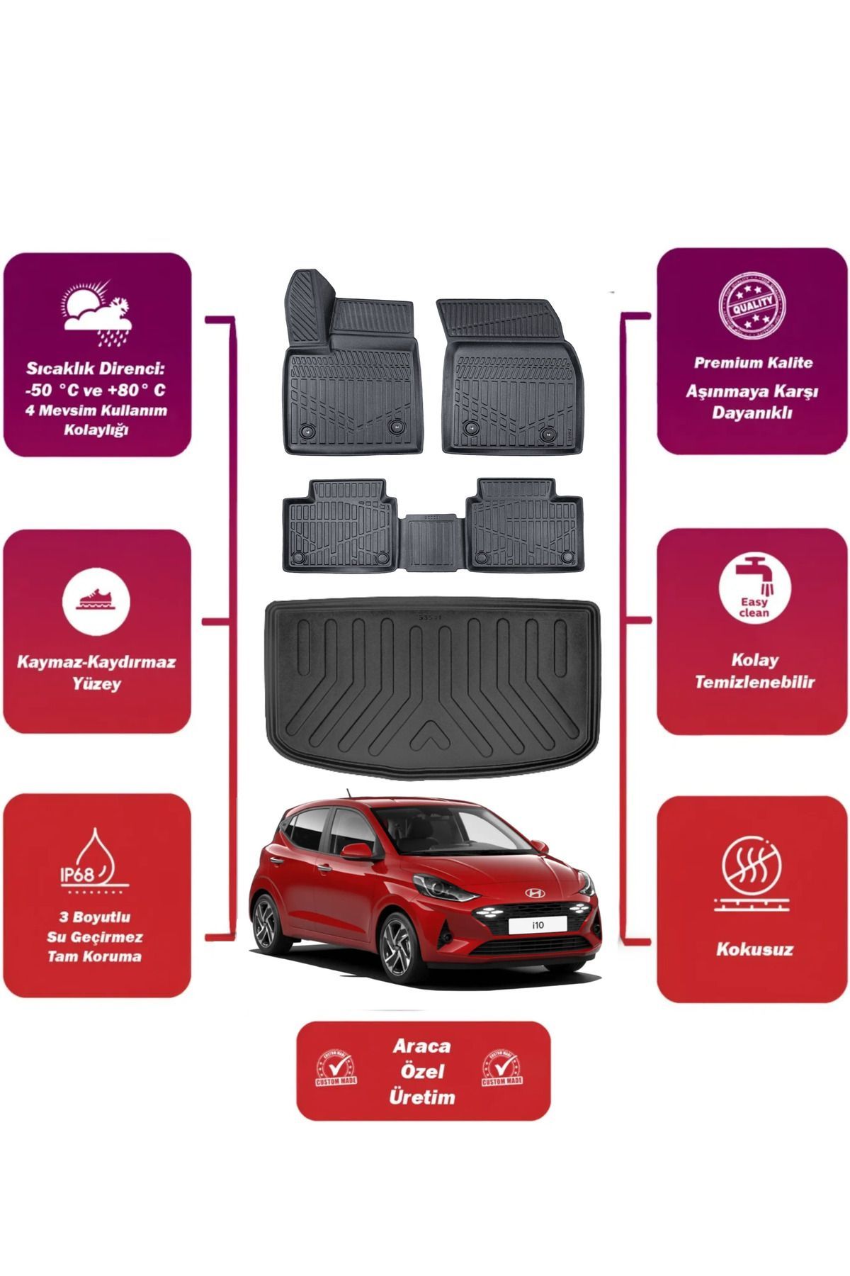 hyundai i10 2022 model bagaj havuzu+4d araca özel havuzlu paspas takımıı Maxii