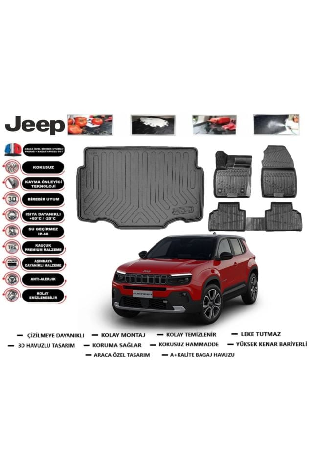 Jeep Avenger EV 2024 Model Alt Bagaj Havuzu Araca Özel Paspas Takımı Prrox