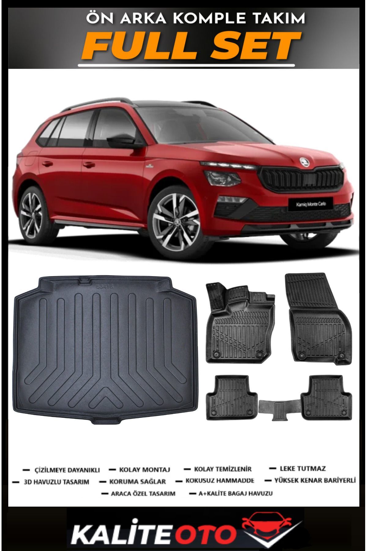 Skoda Kamiq Bagaj Havuzu+4.5D Havuzlu Paspas Seti 2024 Model