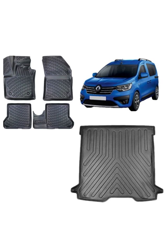 Renault Express 2022 Model 3D Bagaj Havuzu+3D Havuzlu Araca Özel Paspas Takımı
