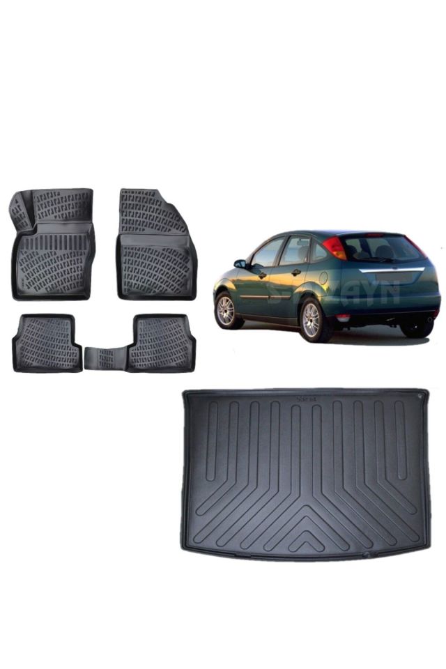Focus 1 Hatchback 2002 Model 3D Bagaj Havuzu+3D Havuzlu Araca Özel Paspas Takımı