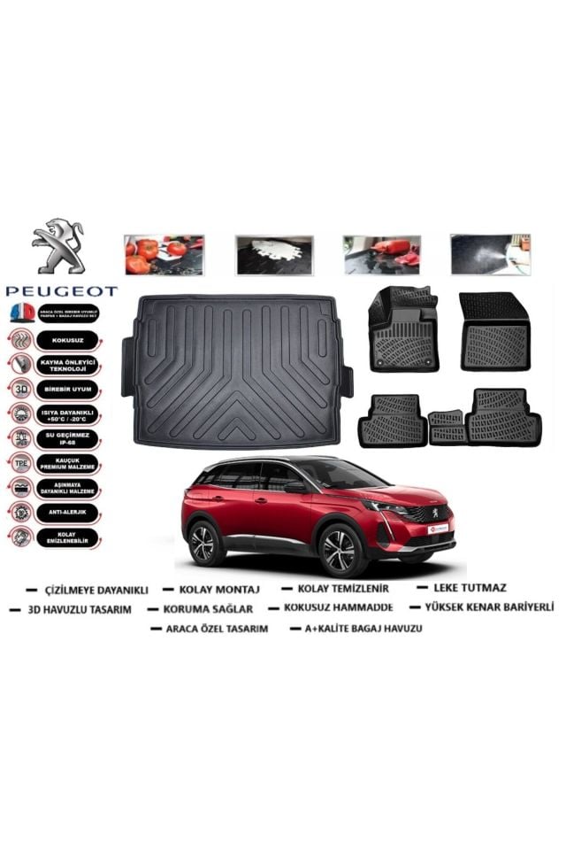 Peugeot 3008 2016 Model Üst Bagaj Havuzu Araca Özel Paspas Takımı Prrox