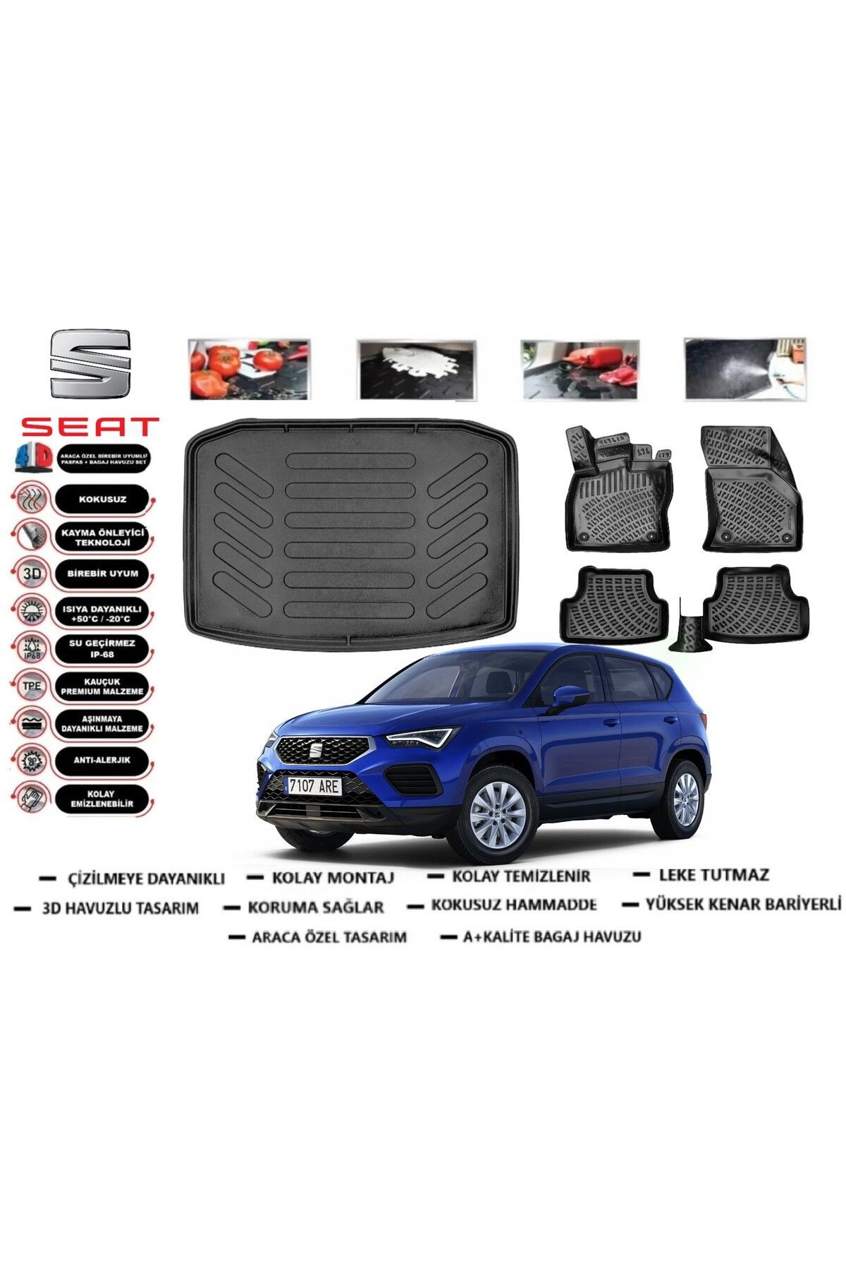 Seat Ateca 4x4 2025 Model Bagaj Havuzu Araca Özel Paspas Takımı Prrox