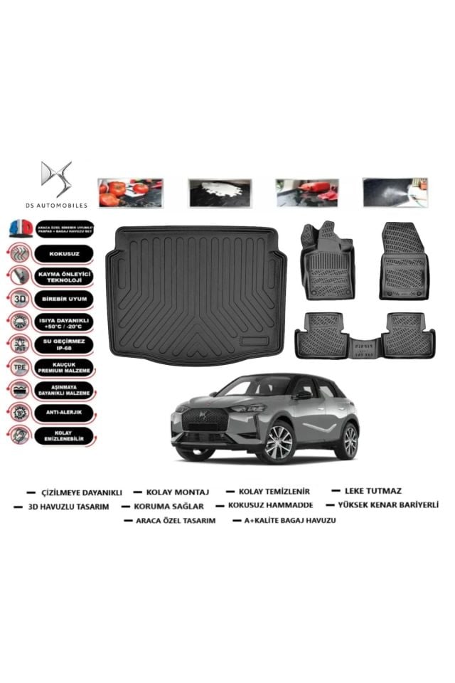 DS 4  2023 Model Bagaj Havuzu Araca Özel Paspas Takımı kauçuk