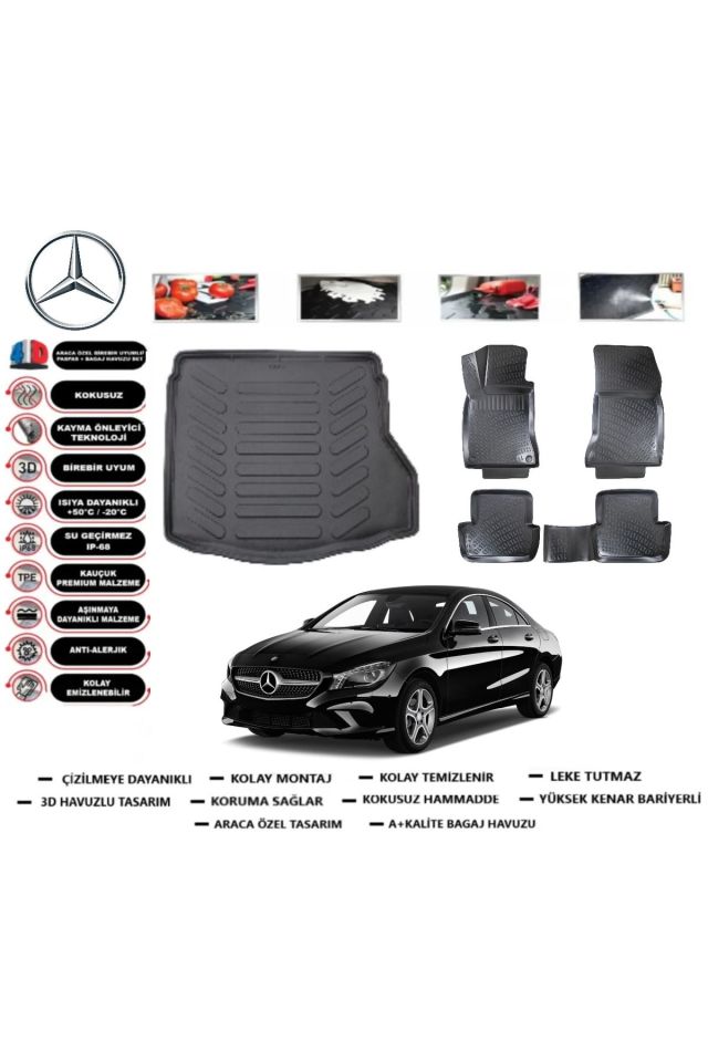Mercedes CLA 2014 Model Bagaj Havuzu Araca Özel Paspas Takımı kauçuk