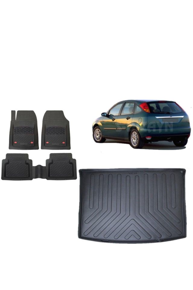 Ford Focus 1 HB 1998 Model 3D Bagaj Havuzu+3D Havuzlu Safir Siyah Renk Paspas