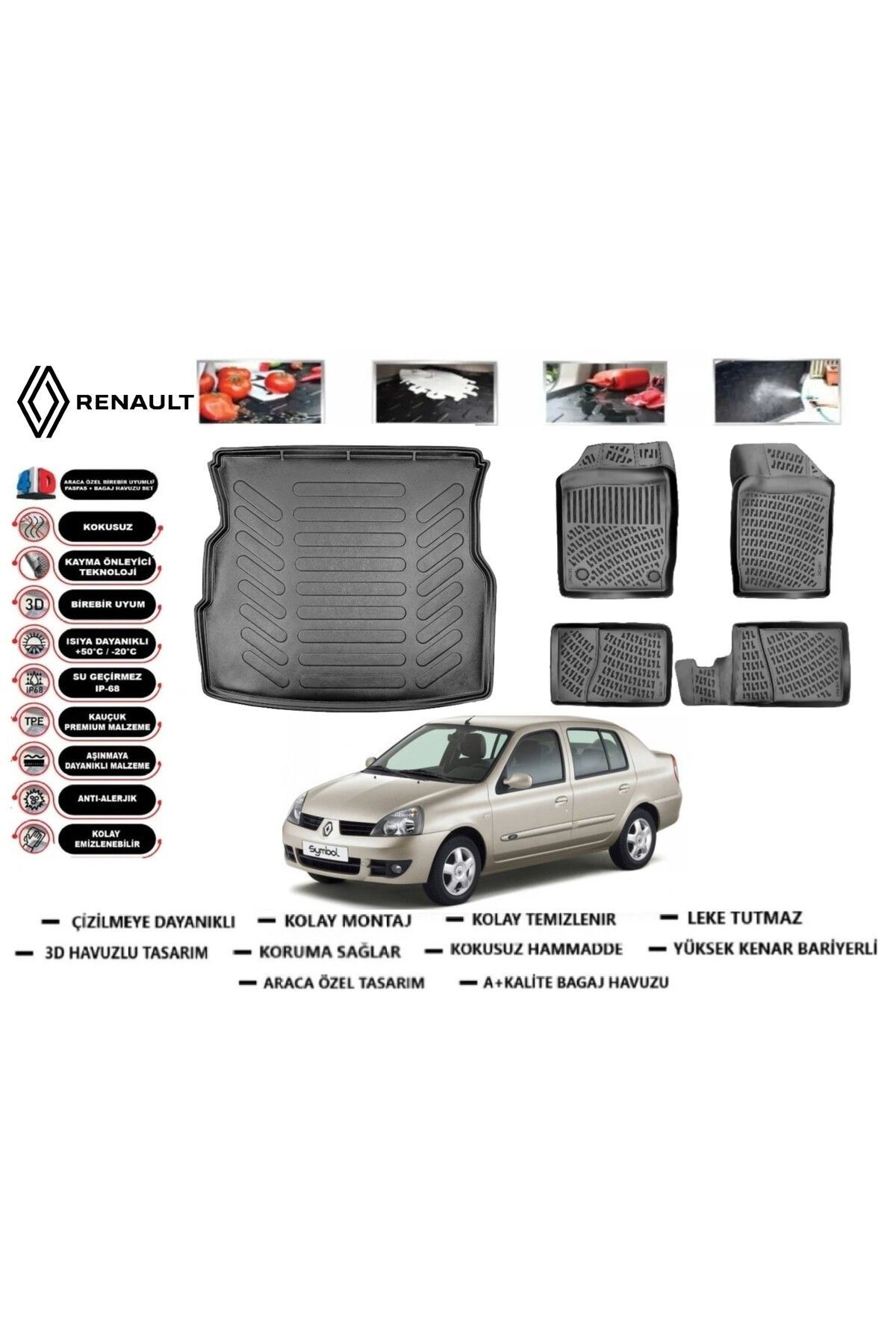 Renault Symbol 2008 Model Bagaj Havuzu Araca Özel Paspas Takımı Prrox