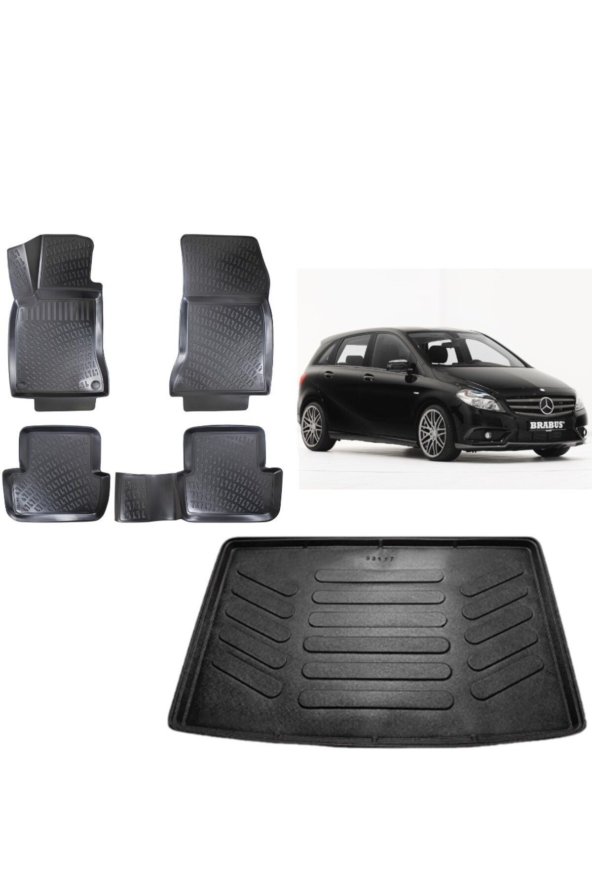 Mercedes B Serisi W246 2016 Model 3D Bagaj Havuzu+3D Havuzlu Araca Özel Paspas Takımı