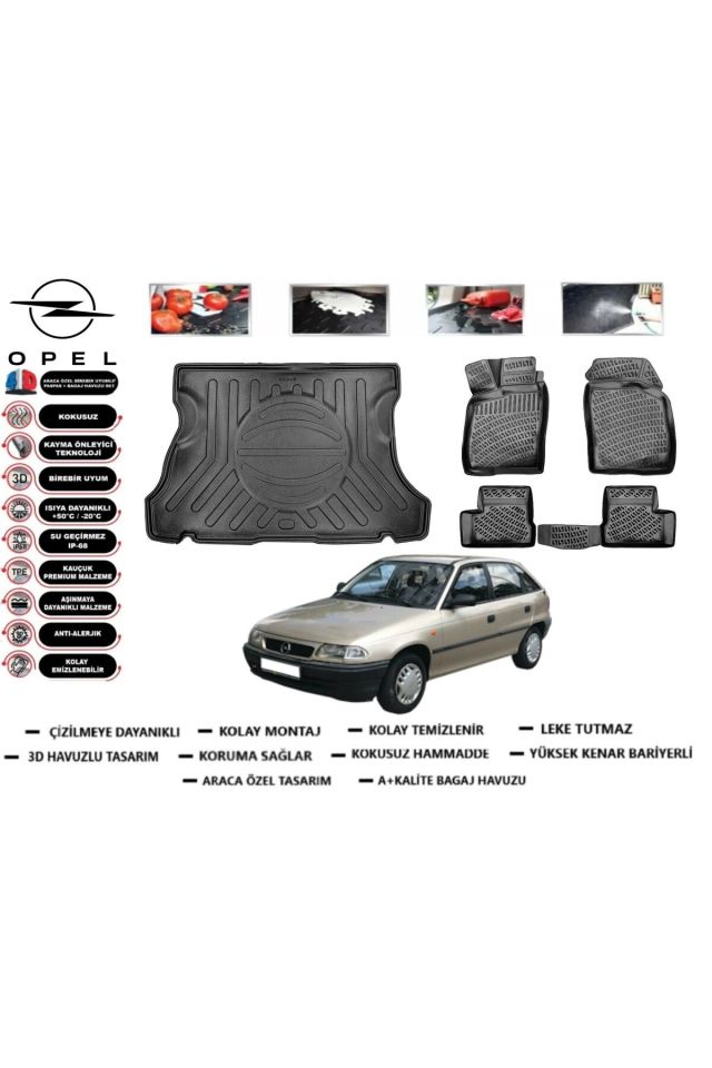 Opel Astra F HB 1993 Model Bagaj Havuzu Araca Özel Paspas Takımı Prrox