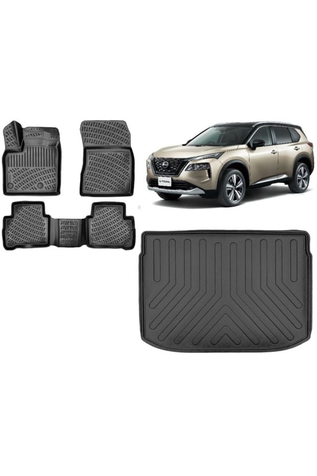 Nissan X-Trail e-power 2023 Model Bagaj Havuzu+3D Havuzlu Araca Özel Paspas Takımı