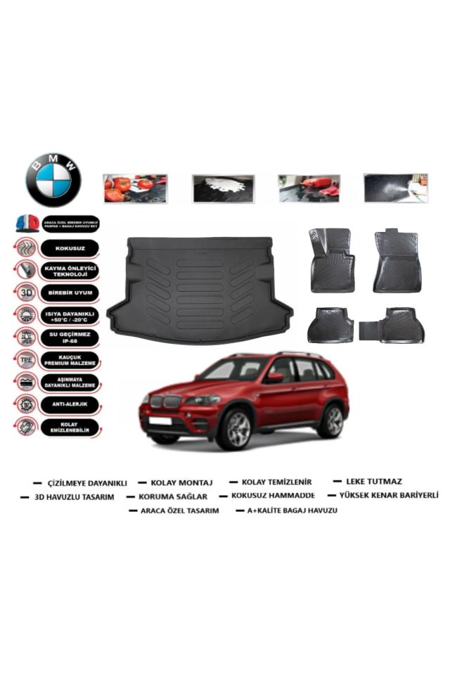 Bmw X5 2009 Model Bagaj Havuzu Araca Özel Paspas Takımı Prrox