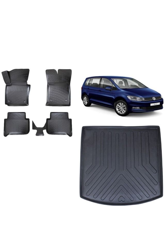 Volkswagen Touran 2006 Model 3D Bagaj Havuzu+3D Havuzlu Araca Özel Paspas Takımı