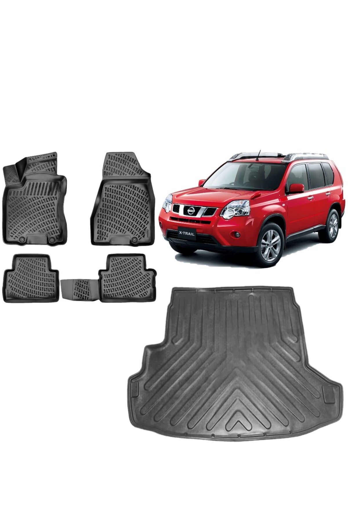 Nissan Xtrail 2011 Model 3D Bagaj Havuzu+3D Havuzlu Araca Özel Paspas Takımı