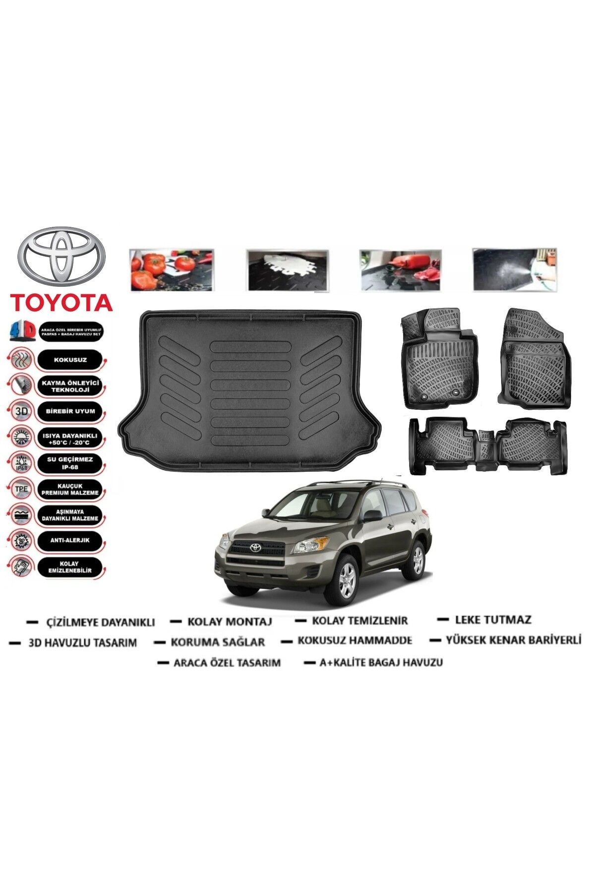 Toyota Raw 4 2012 Model Bagaj Havuzu Araca Özel Paspas Takımı Prrox