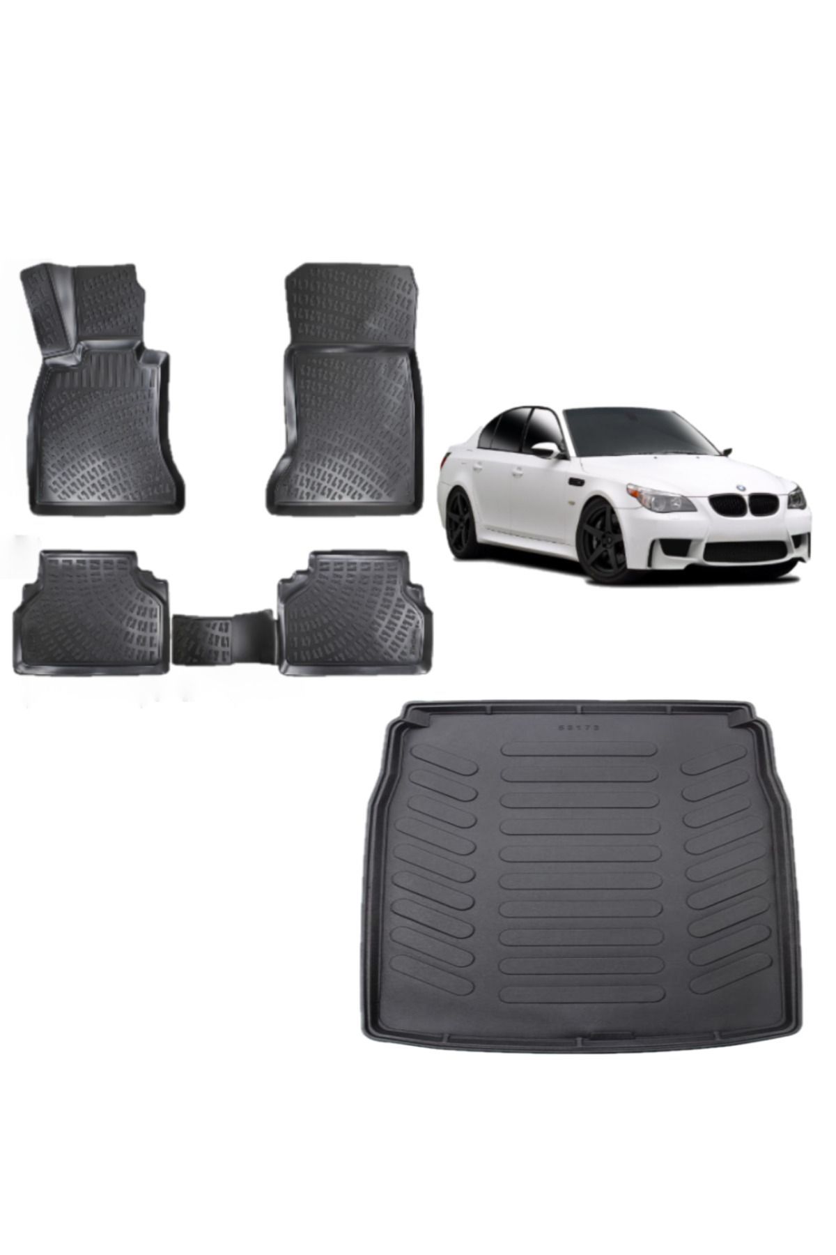 Bmw 5 Serisi E60 2010 Model 3D Bagaj Havuzu+3D Havuzlu Araca Özel Paspas Takımı