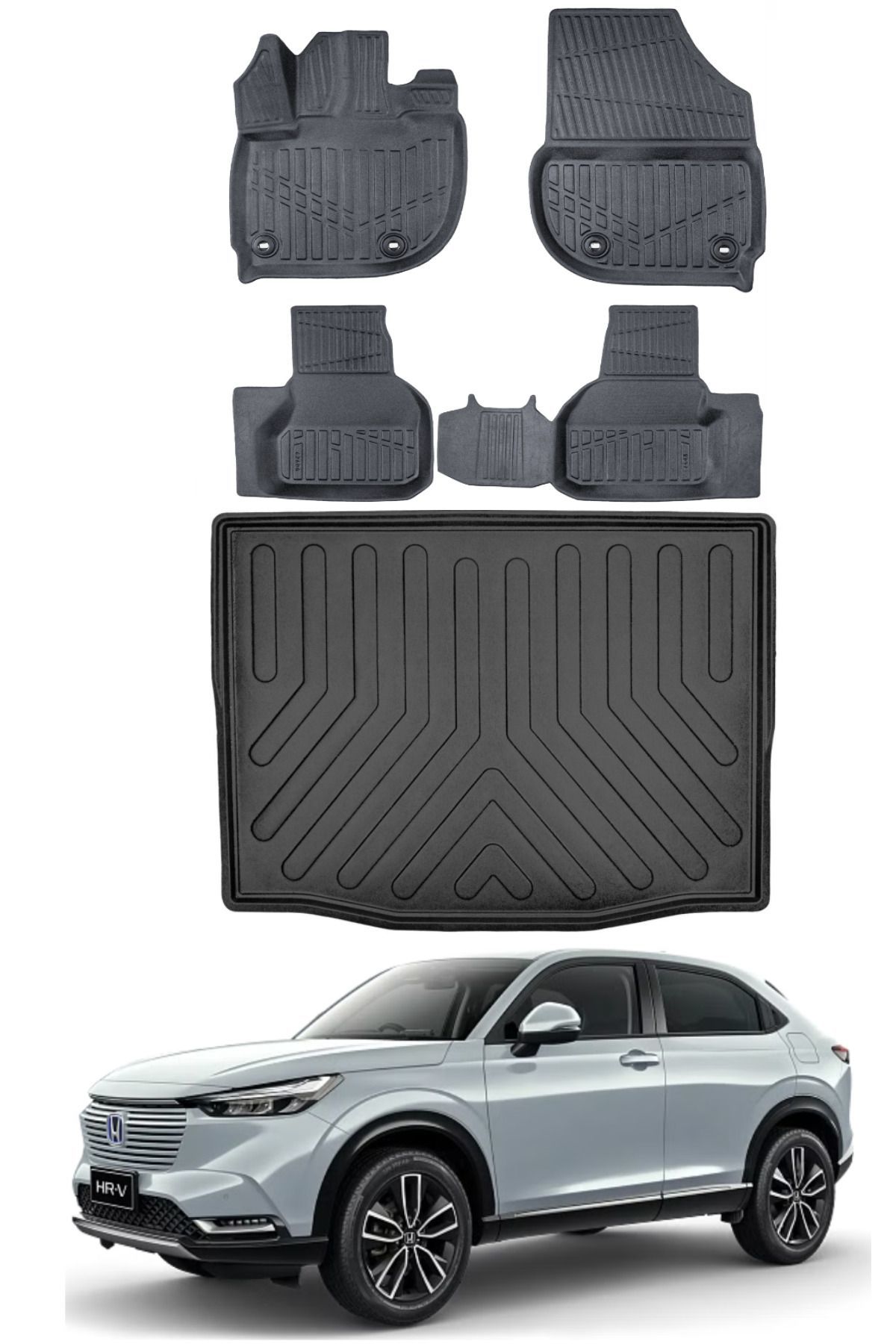 Honda Hrv 2025 Model Bagaj Havuzu Araca Özel Siyah Paspas Takımı