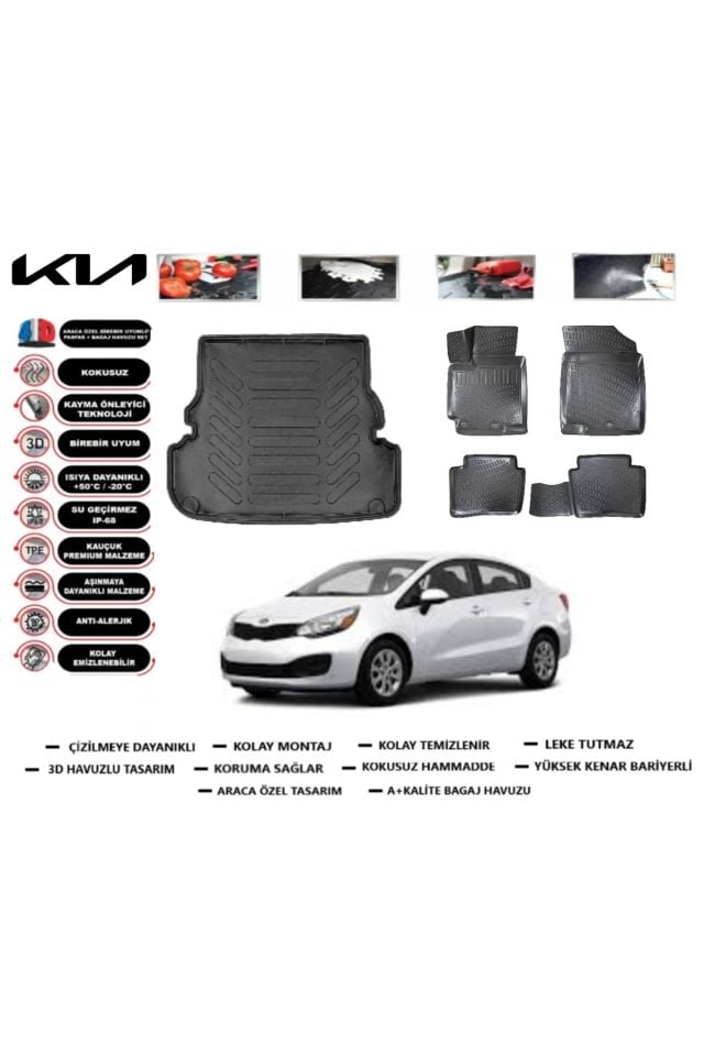 Kia Rio Sedan 2016 Model Bagaj Havuzu Araca Özel Paspas Takımı Prrox