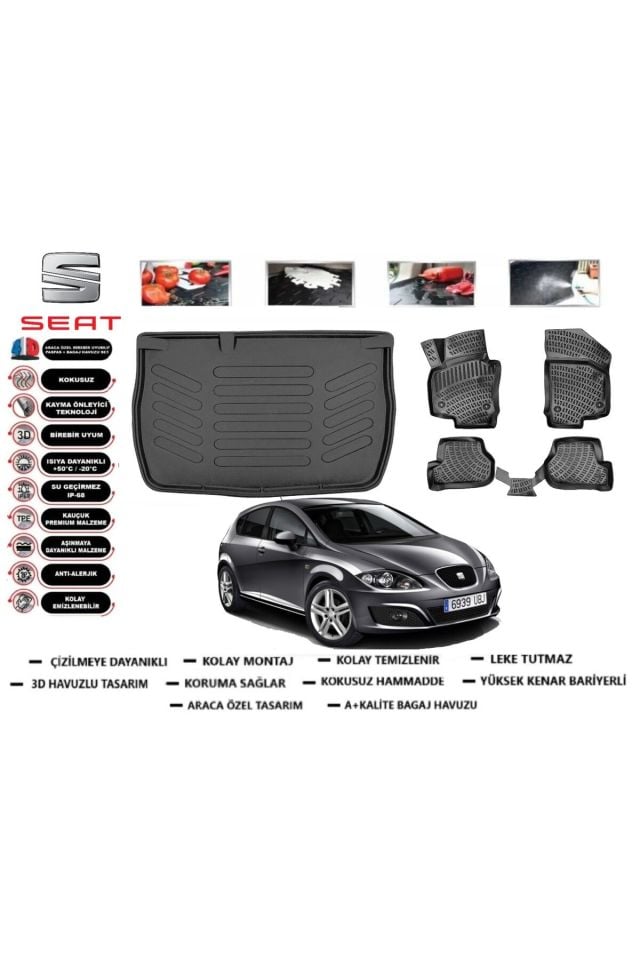 Seat Leon 2006 Model Bagaj Havuzu Araca Özel Paspas Takımı Prrox