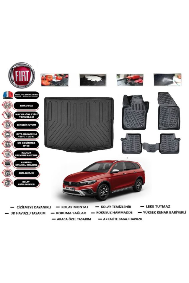 Fiat Egea Cross Wagon 2023 Uyumlu Model Alt Bagaj Havuzu Araca Özel Paspas Takımı Prrox