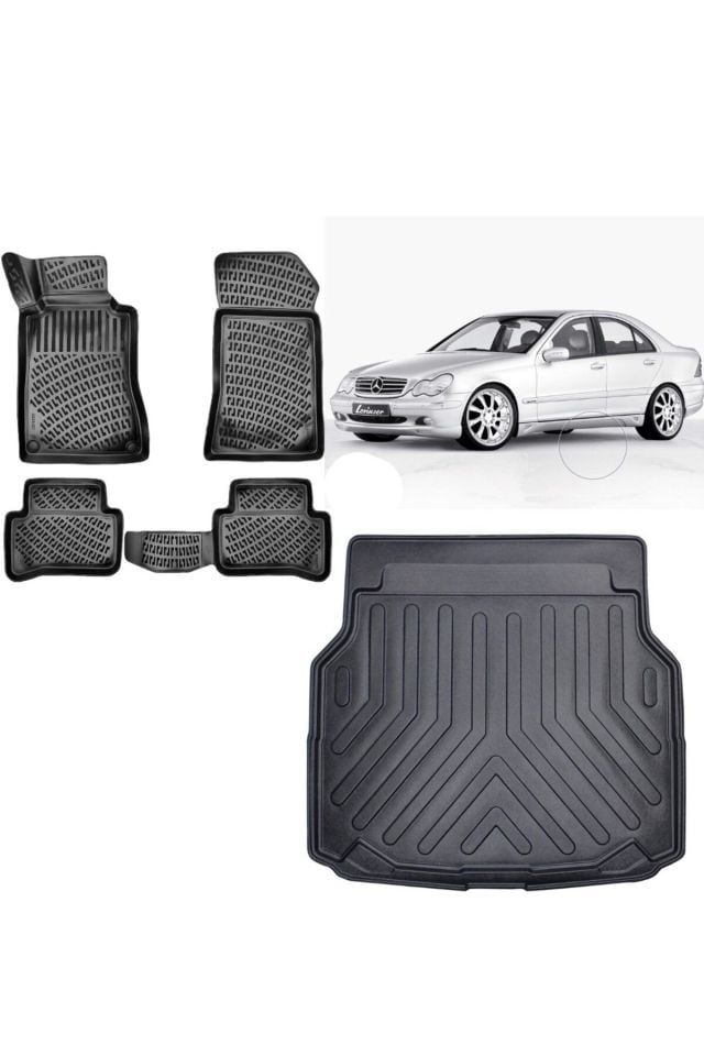 Mercedes C Seri W203 2005 Model Bagaj Havuzu+3D Havuzlu Araca Özel Paspas Takımı