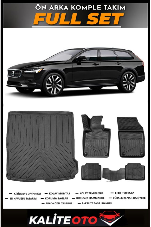 Volvo V90 Bagaj Havuzu+4.5D Havuzlu Paspas Seti 2023 Model