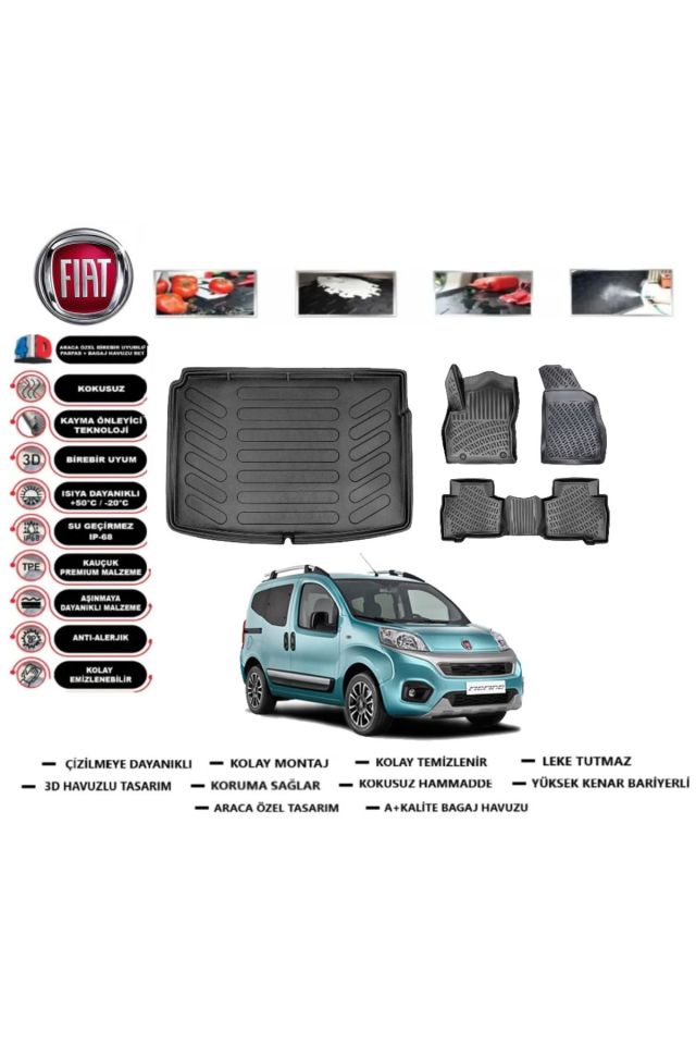Fiat Fiorino 2024 Model Plastik Zemin Bagaj Havuzu Araca Özel Paspas Takımı Prrox