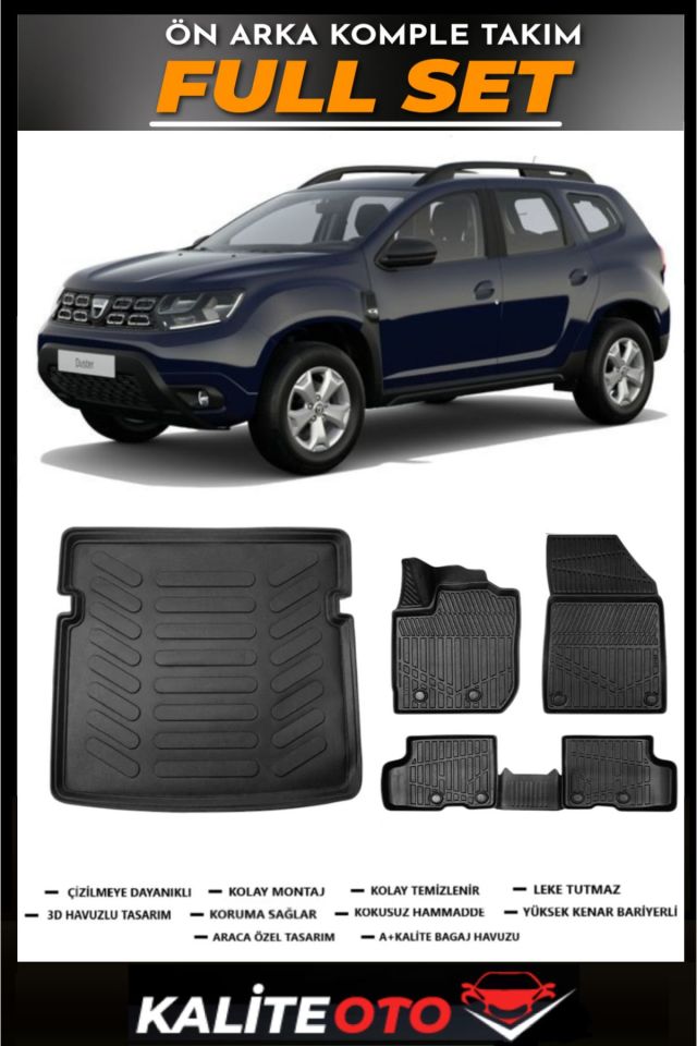 Dacia Duster 4X4 Bagaj Havuzu+4.5D Havuzlu Paspas Seti 2019 Model