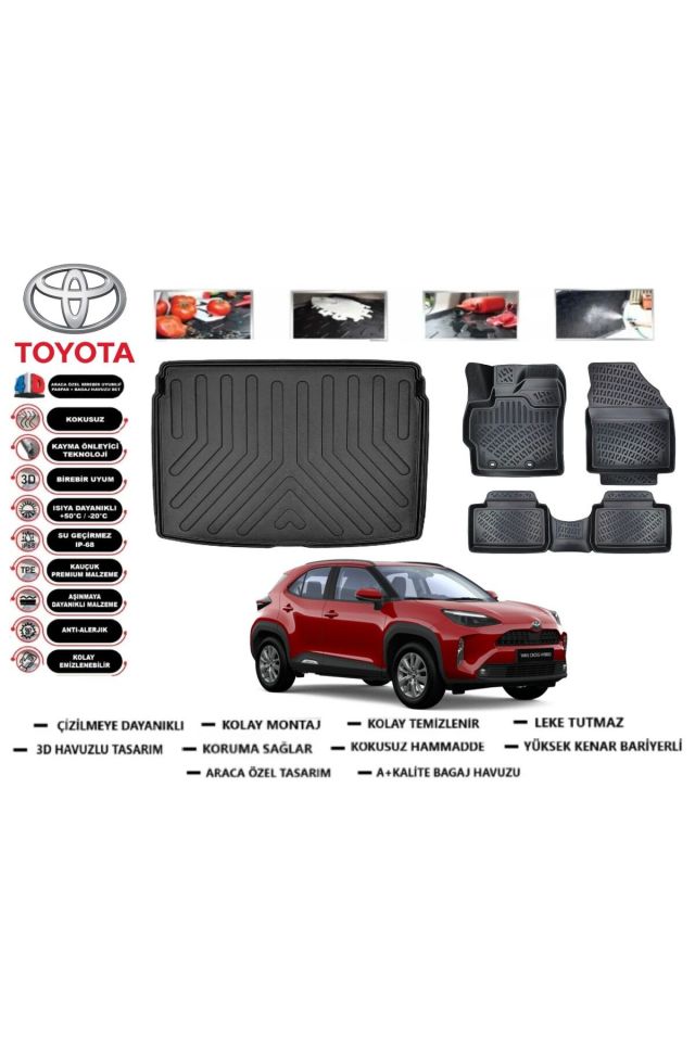 Toyota Yaris Cross 2022 Model Üst Bagaj Havuzu Araca Özel Paspas Takımı Prrox