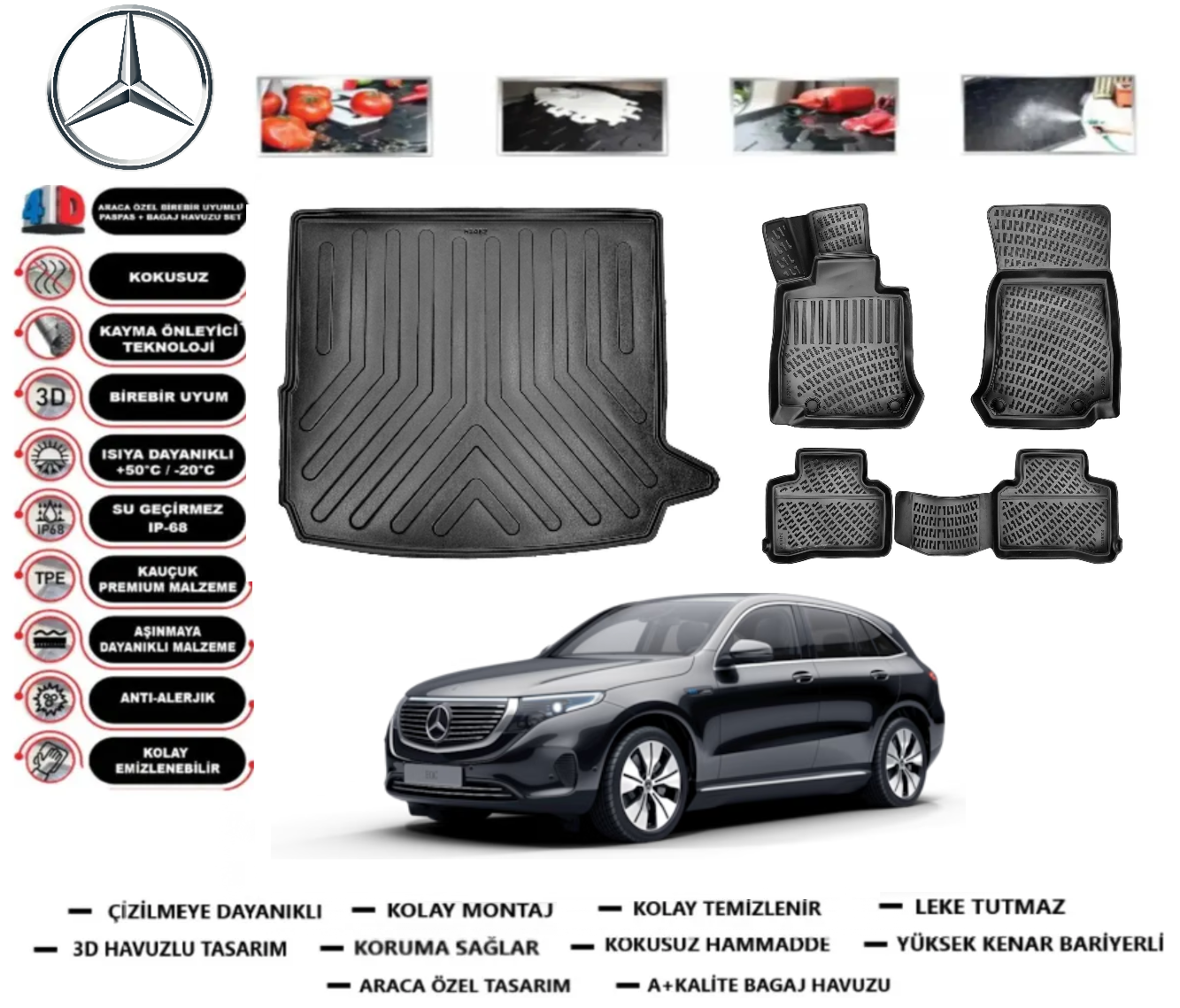 Mercedes EQC 2019 Sonrası Bagaj Havuzu+3D Havuzlu Paspas Takımı