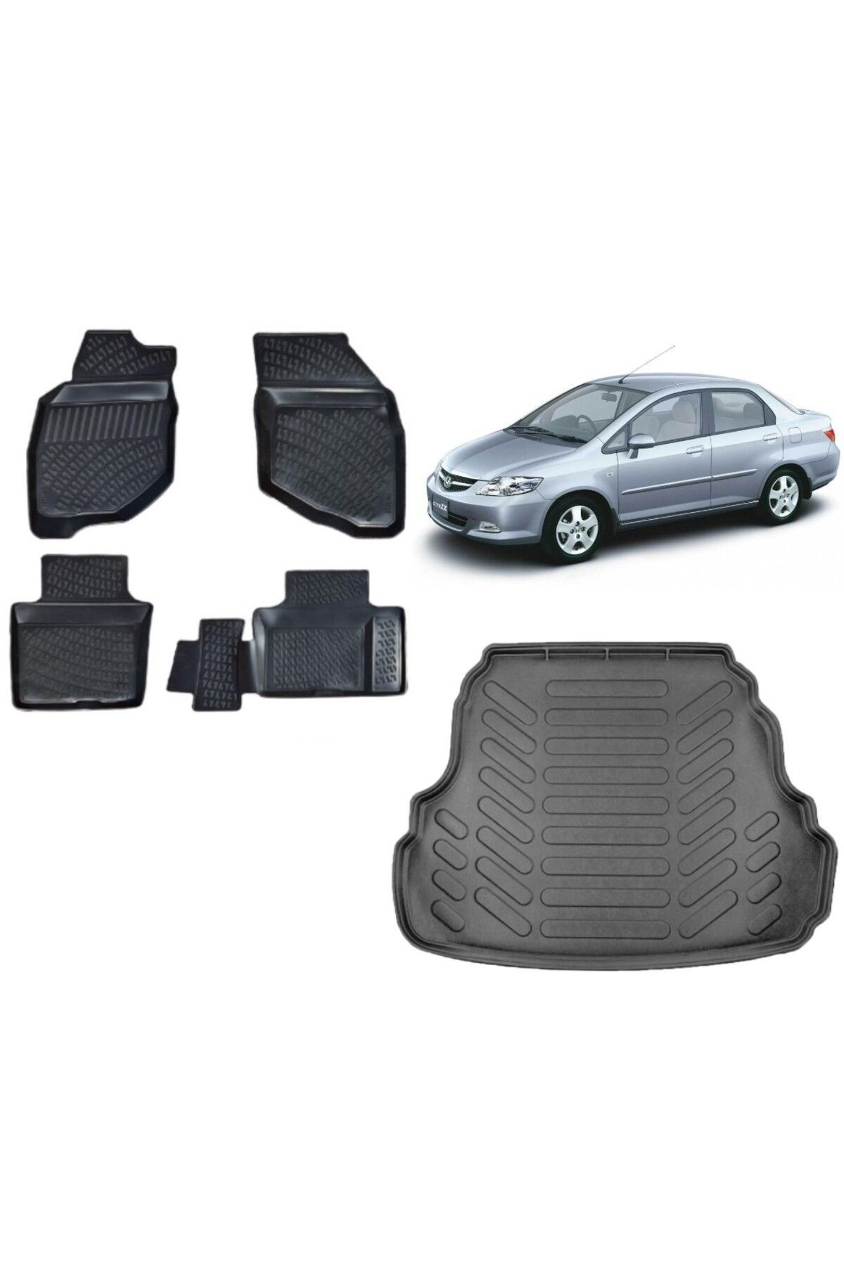 Honda City 2005 Model 3D Bagaj Havuzu+3D Havuzlu Araca Özel Paspas Takımı