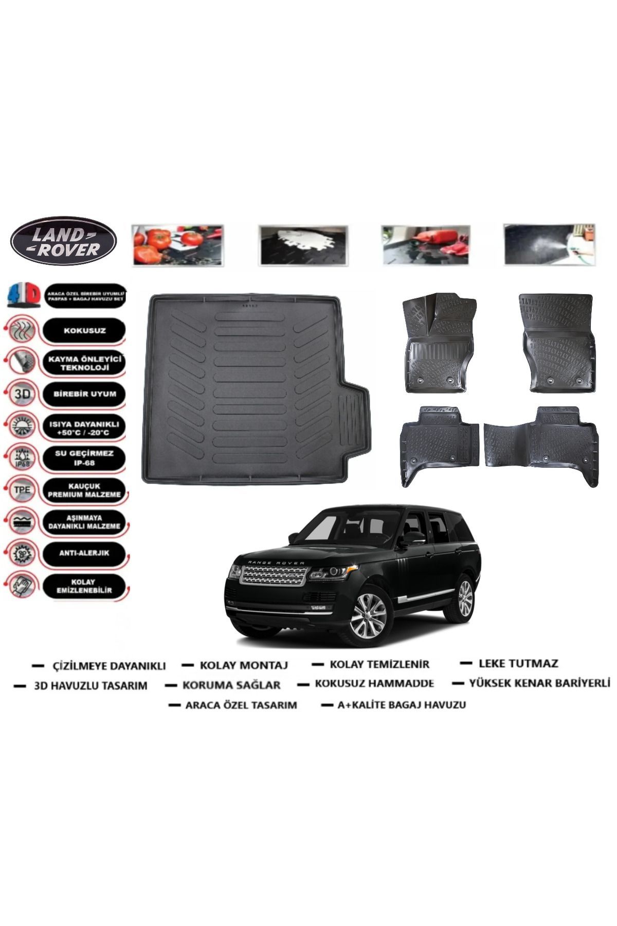 Land Rover Ranger Rover Vouge 2015 Model Bagaj Havuzu Araca Özel Paspas Takımı Prrox
