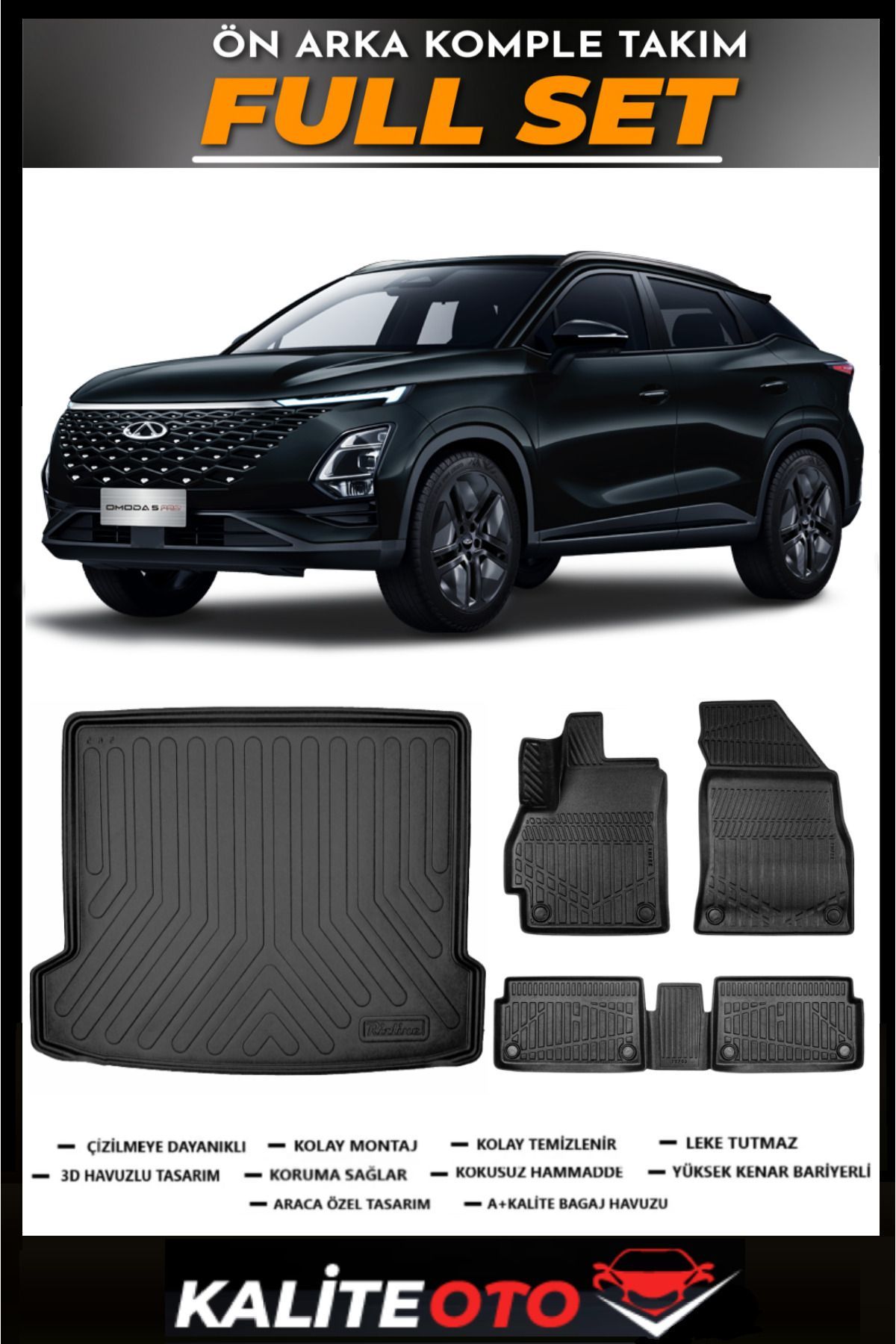 Chery Tiggo 8 Pro Bagaj Havuzu+4.5D Havuzlu Paspas Seti 2025 Model