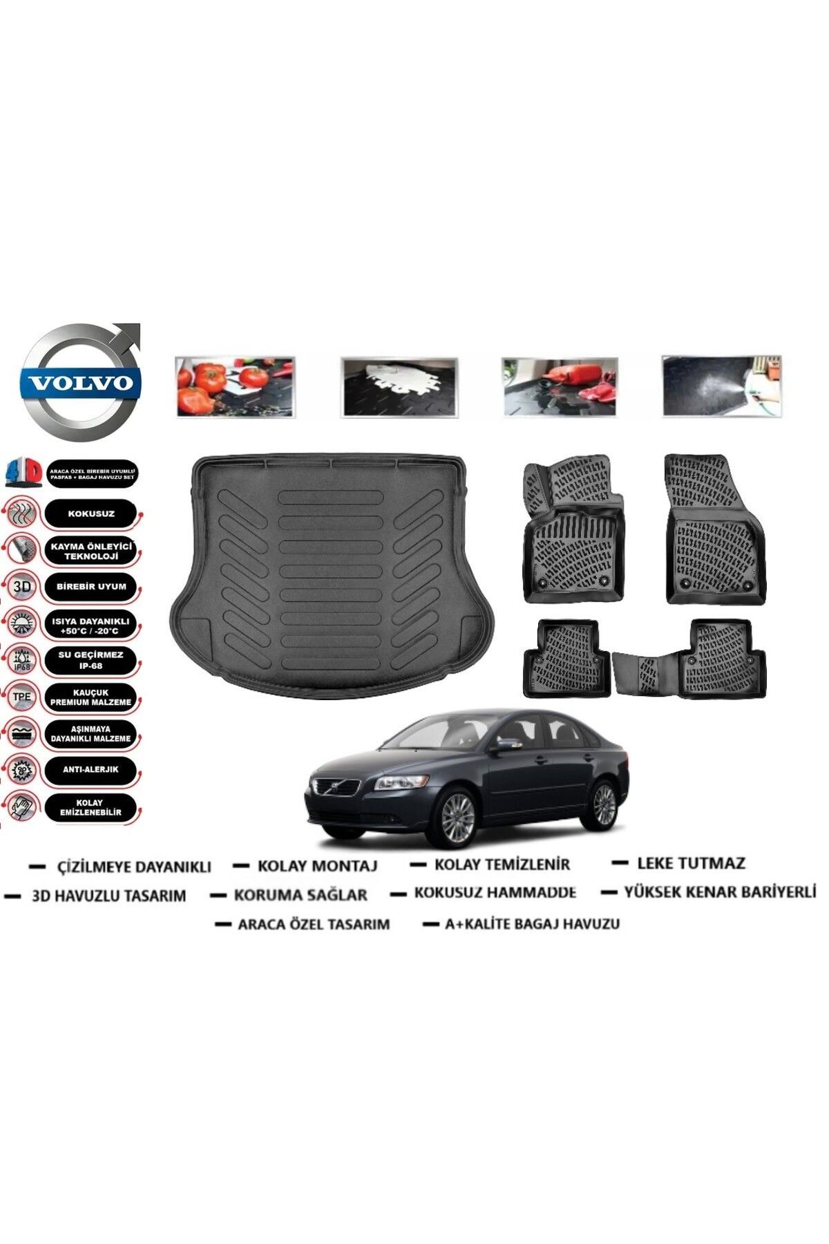 Volvo S40 2007 Model Bagaj Havuzu Araca Özel Paspas Takımı Prrox
