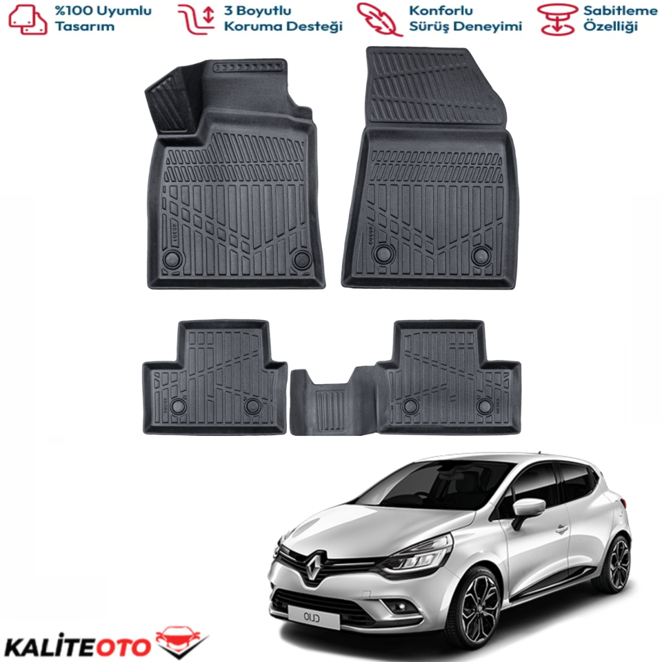 Renault Clio 4 2012-2019 3D Araca Özel Paspas Takımı
