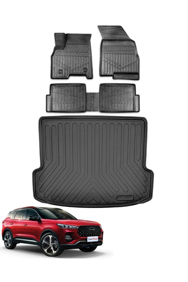 Chery Tiggo 7 Pro 2022 Ve Sonrası Bagaj Havuzu+Araca Özel Üretim 3D Havuzlu Paspas Takımı