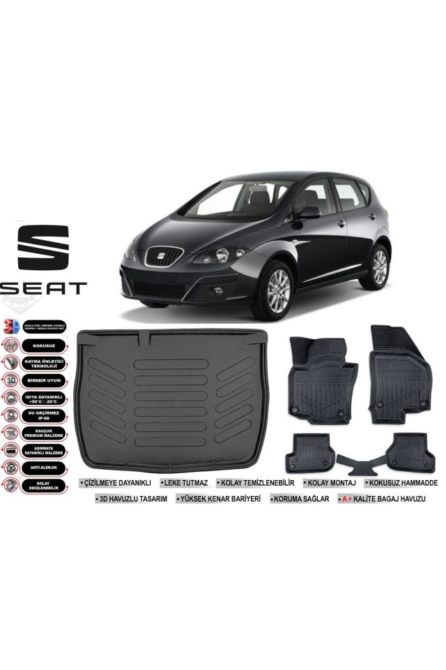 Seat Altea 2013 Model Bagaj Havuzu Araca Özel Siyah Havuzlu Paspas Takımı Sett