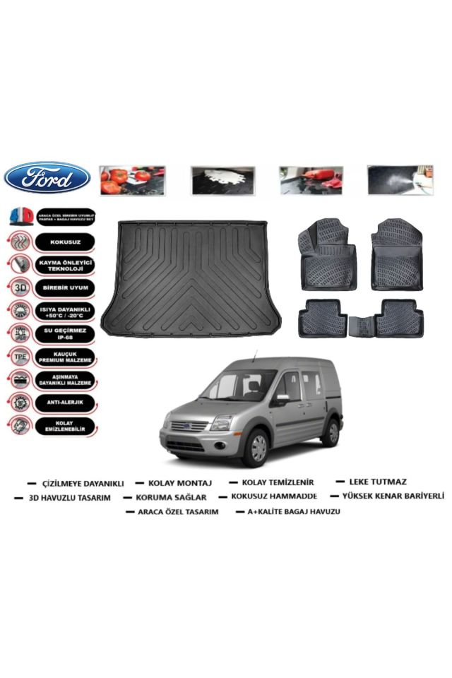 Ford Connect 2012 Model Cepli Bagaj Havuzu Araca Özel Paspas Takımı Prrox