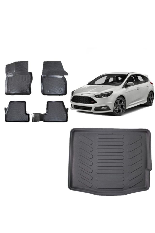 Focus 3.5 Hatchback 2016 Model 3D Bagaj Havuzu+3D Havuzlu Araca Özel Paspas Takımı