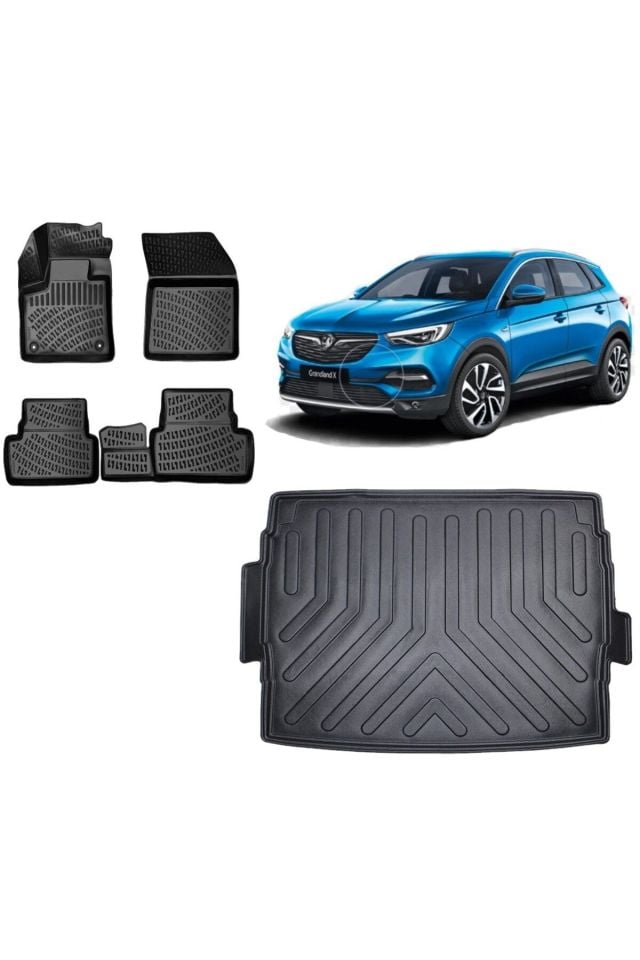 Opel Grandland 2023 Model ÜST Kademe 3D Bagaj Havuzu+3D Havuzlu Araca Özel Paspas Takımı