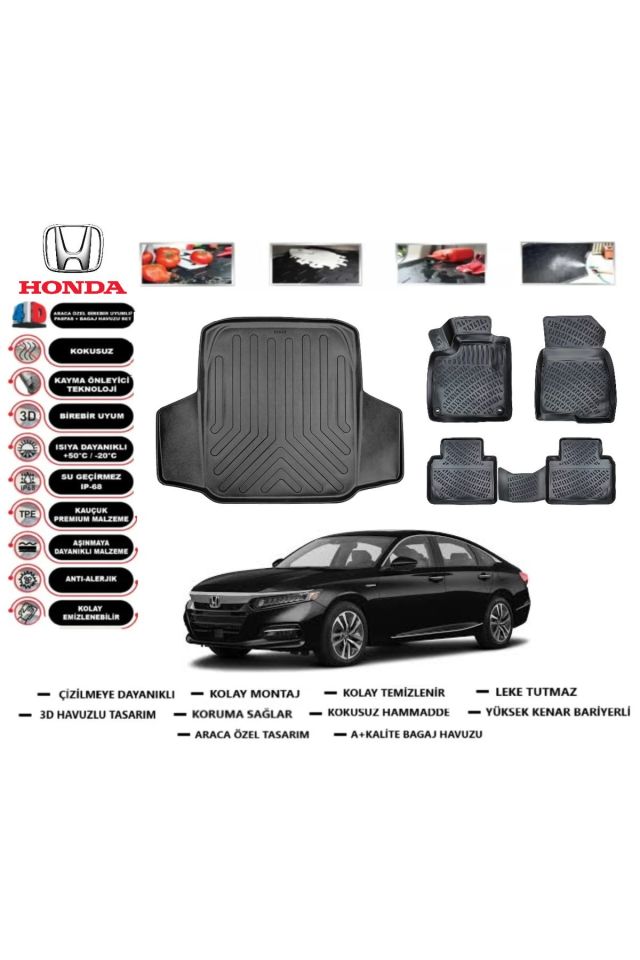Honda Accord 2025 Model Bagaj Havuzu Araca Özel Paspas Takımı Prrox