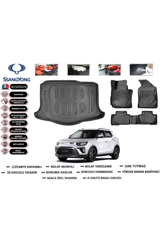 Ssangyong Tivoli 2016 Model Bagaj Havuzu Araca Özel Paspas Takımı Prrox
