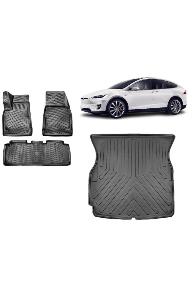 Tesla Model X 5 Koltuklu 2017 Model 3D Bagaj Havuzu+3D Havuzlu Araca Özel Paspas Takımı