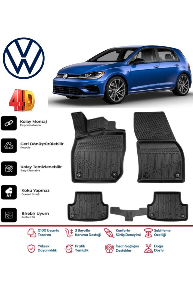 Volkswagen Golf 7 2012 Model 4D Havuzlu Paspas