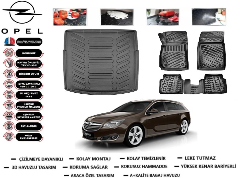 Opel İnsignia Spourttourer 2009-2016 3D Bagaj Havuzu+3D Araca Özel Paspas Takımı