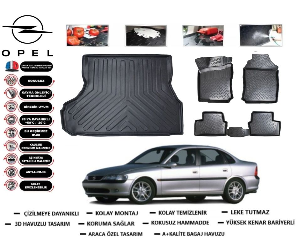 Opel Vectra B 3D Bagaj Havuzu+3D Araca Özel Paspas Takımı