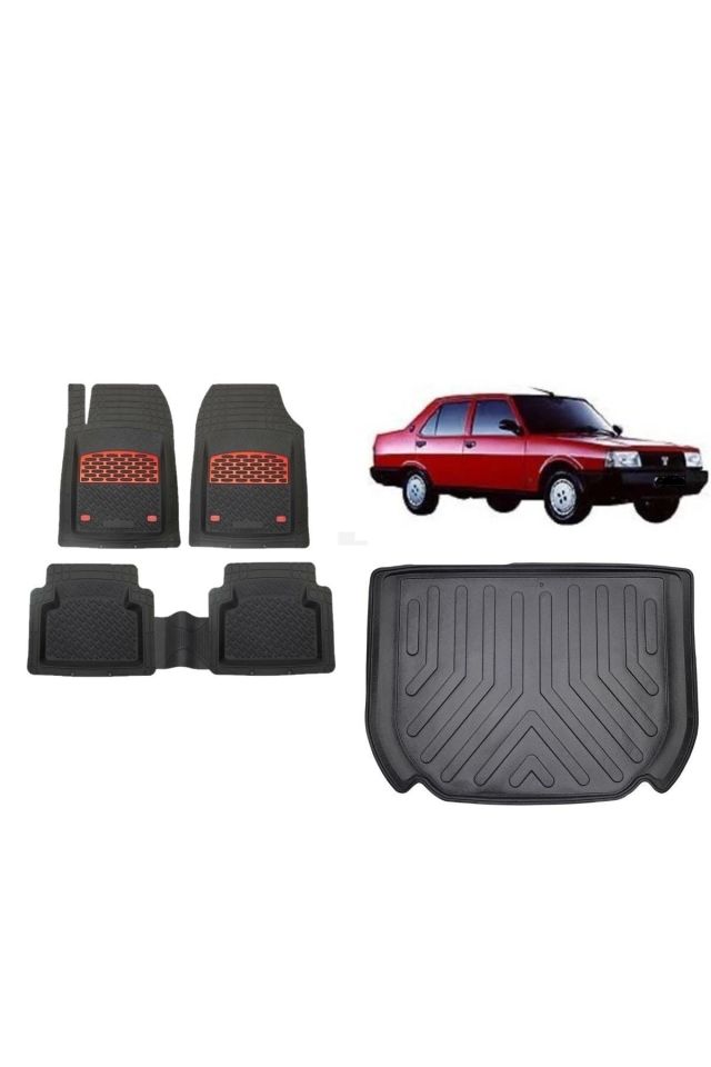 Şahin Doğan 1990 Model 3d Bagaj Havuzu+3d Kırmızı Uyumlu Kromlu Havuzlu Paspas Takımı