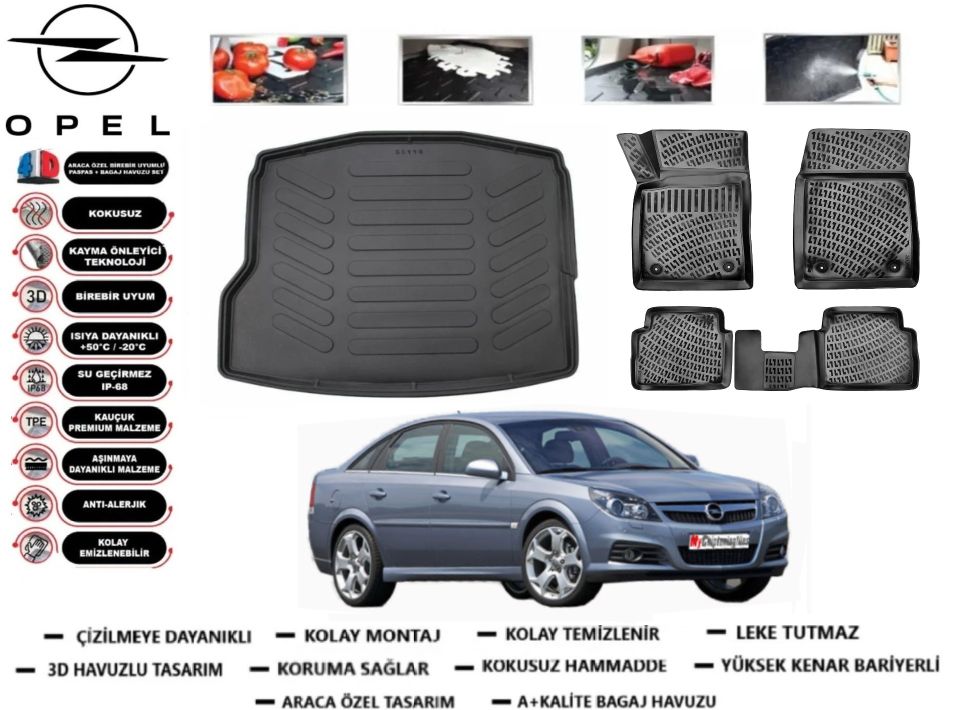 Opel Vectra C 3D Bagaj Havuzu+3D Araca Özel Paspas Takımı