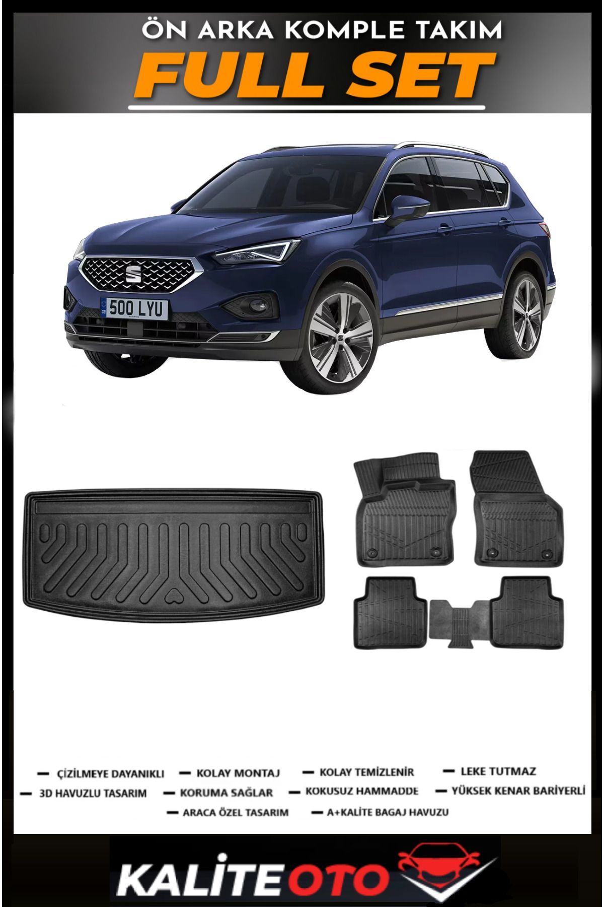 Seat Taracco 7 Koltuk Bagaj Havuzu+4.5D Havuzlu Paspas Seti 2021 Model
