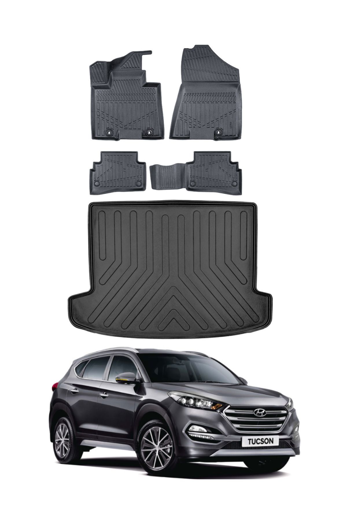 Hyundai Tucson 2018 Model Bagaj Havuzu Araca Özel Siyah Paspas Takımı