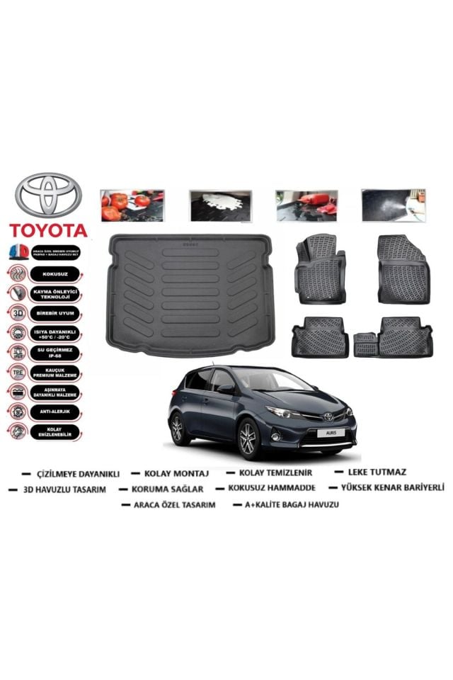 Toyota Auris 2013 Model Bagaj Havuzu Araca Özel Paspas Takımı Prrox